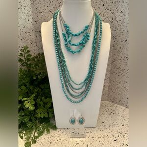 Turquoise color jewelry set (3pc)